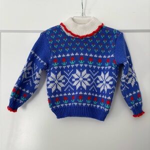 Vintage 90s Tulip Flower Snowflake Turtleneck Sweater 
Size Toddler 3T